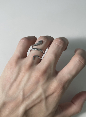 开口可调节灵蛇缠绕戒指潮流百搭