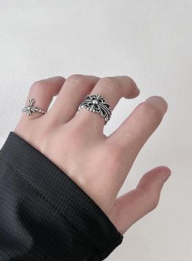 十字花复古个性开口戒指