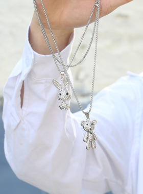 满钻小熊酷女潮抖音同款项链女