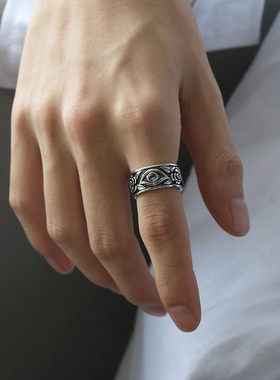 开口可调节大小复古做旧戒指男潮