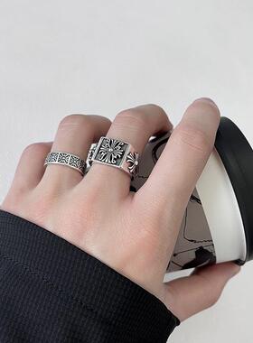 十字花个性复古开口戒指