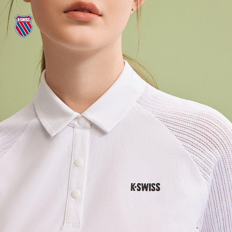 KSWISS盖世威网球POLO衫女夏季透气白色短袖T恤运动上衣1910096,淘宝优惠券,粉丝福利购,淘宝优惠卷