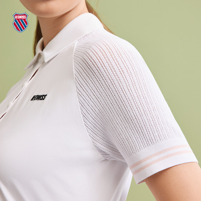 KSWISS盖世威网球POLO衫女夏季透气白色短袖T恤运动上衣1910096,淘宝优惠券,粉丝福利购,淘宝优惠卷