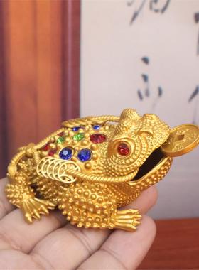 合金三足蟾彩钻镂空摆件客