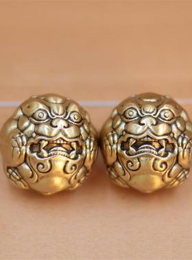 黄铜貔貅保健球手把玩件按