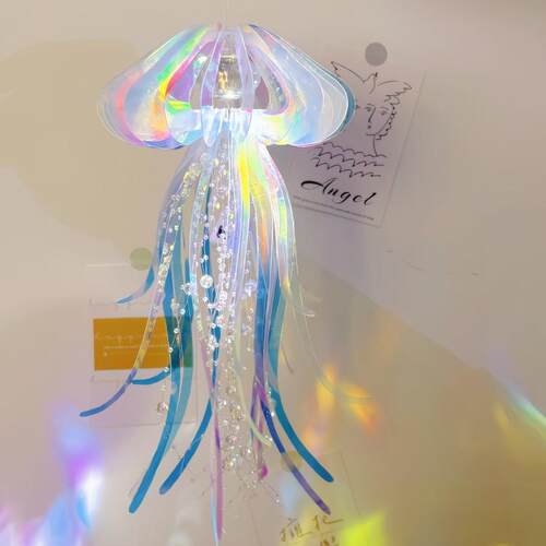 星河水母风铃小夜灯手工diy材料包炫彩亚克力送女朋友闺蜜礼物 - 图1