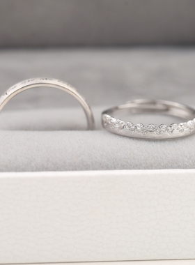 表白神器小众设计纯银情侣对戒