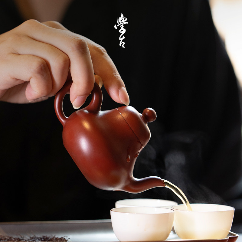 学古|潮州朱泥思亭壶 中式复古手工拉胚泡茶品茗把玩壶80ml 100ml,淘宝优惠券,粉丝福利购,淘宝优惠卷