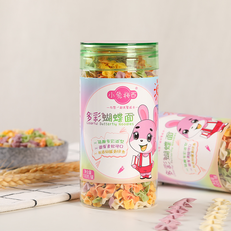 U儿童多彩蝴蝶面条碎碎面片蔬菜无添加食盐送宝宝婴幼儿辅食谱 U