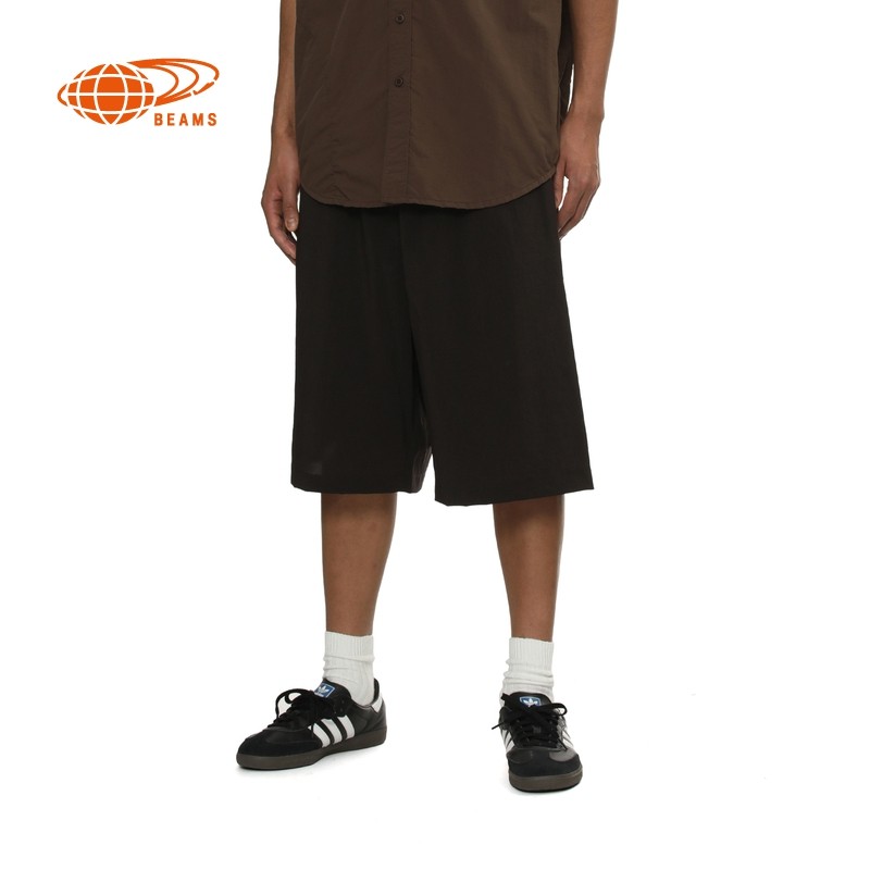 BEAMS男装阔腿裤短裤2025冬季新款简约日常纯色直筒裤中裤250171X,淘宝优惠券,粉丝福利购,淘宝优惠卷