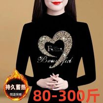 Duvet Black Semi-High Neckline Undershirt Woman Autumn Winter 2023 New Gush Thickened Inner Hitch Warm-Shirt Tide