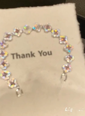 富家千金感爆闪粉色四叶草锆石手链女春夏韩系新款高颜值显白手饰