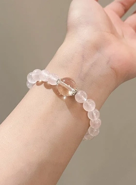 原创新中式天然粉晶草莓晶手串diy国风文玩手链女手工手饰