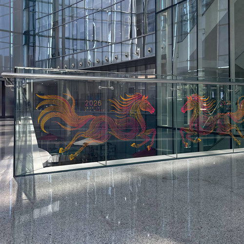 2026抽象马年图案装饰玻璃门静电贴纸线条艺术简约装扮橱窗窗花贴 - 图0