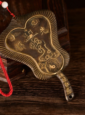 纯铜朱砂五明扇先天号令三清三皇玉皇饰品道家文创装饰随身送挂绳
