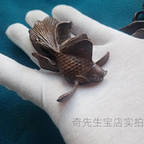 Pure bronze antique goldfish tea darling tea table pendulum year-year with good luck and small animal solid lifelike pen holder