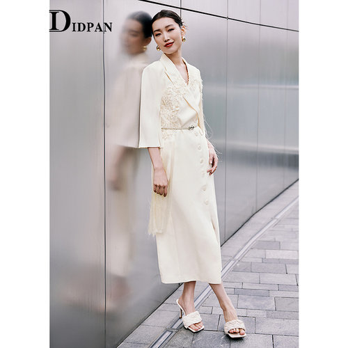 IDPAN西装裙女夏季新款摩登时尚干练收腰流苏高智感穿搭 - 图1