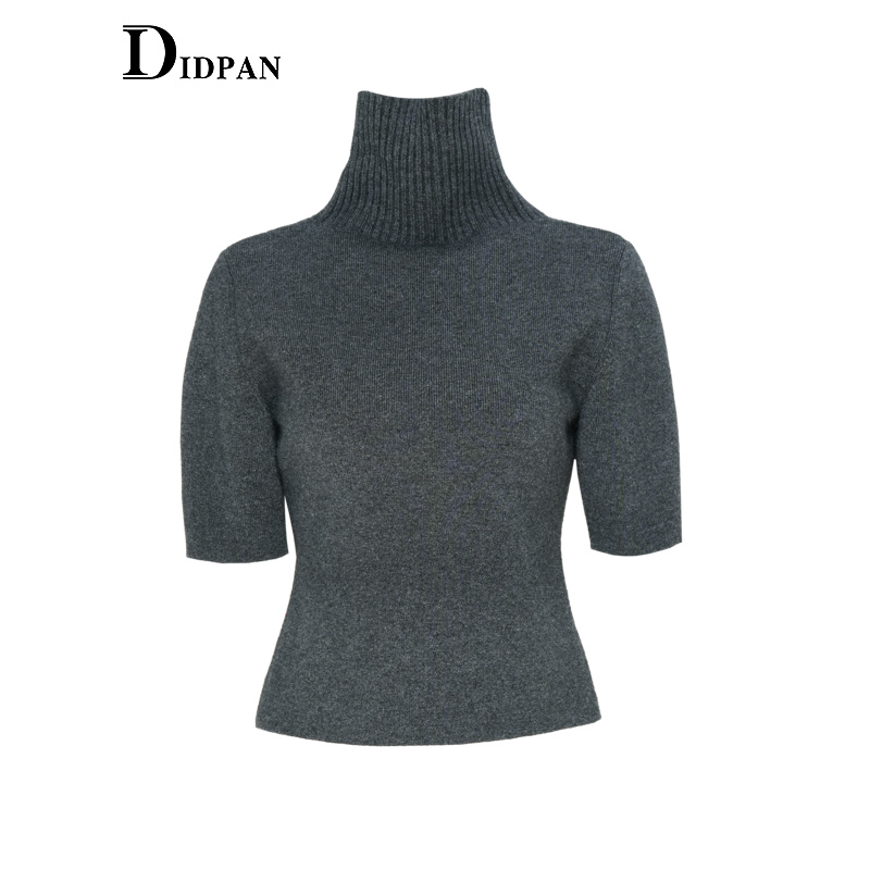 IDPAN女装简约百搭高领毛衫冬季新款时尚内搭背心女打底衫 - 图3