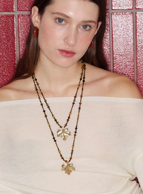 LAZYCIRCLES璀璨虎眼枫叶项链