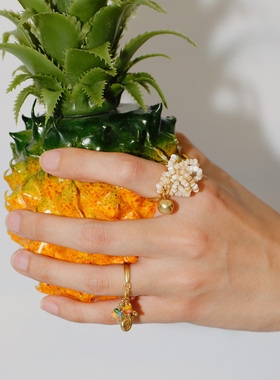 LAZY CIRCLES海贝戒指彩色贝壳流苏串珠多巴胺海边度假风首饰