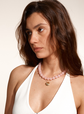 LAZYCIRCLES粉色圆珠轻奢项链女