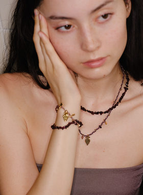 LAZY CIRCLES水果点点幸运红编织套组项链宝石串珠叠戴锁骨链礼物