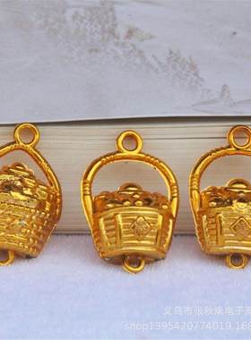 镀金银色小花篮DIY配件