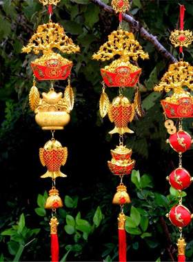 春节乔迁开业金色发财树灯笼挂件