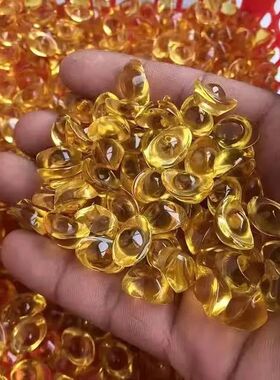 招财水晶黄色小元宝彩色元宝摆件佛堂节日造景花盆装饰元宝水晶