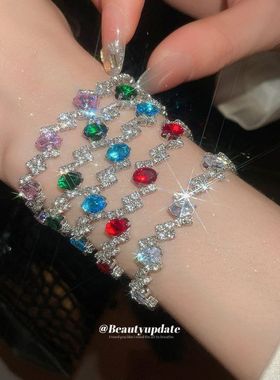 超闪锆石几何椭圆形卡扣手链时尚