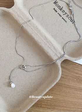 复古简约风几何流苏珍珠项链轻奢