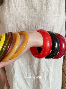 树脂圆形晕染时尚手镯多巴胺小