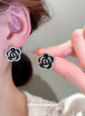 韩国镶钻滴油山茶花水晶项链