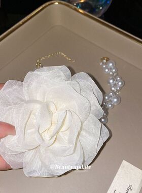 超仙甜美仙女玫瑰欧根纱花朵颈链