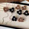 European and American vintage metal diamond flocked flower earrings