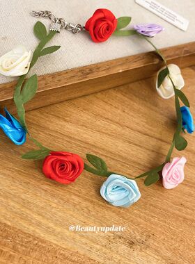 早春多巴胺花朵项链choker小清新