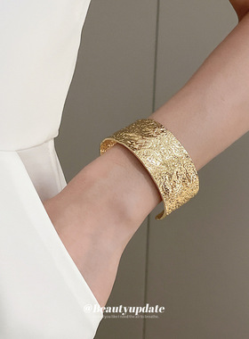 冷淡风简约金属格纹手镯欧