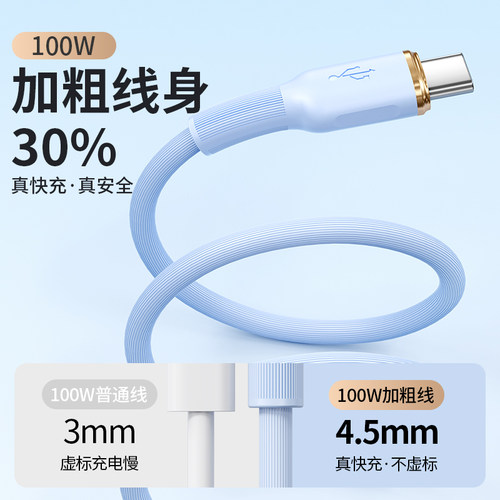 双头typec数据线pd100w快充ctoc口适用苹果iPhone15promax华为6A小米ipad平板手机电脑tpyec短5A充电线器usbc - 图0