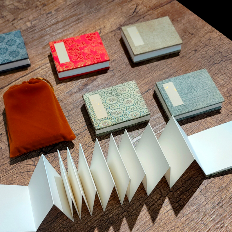 口袋集章册旅游打卡本博物馆级迷你款盖章本小册页宣纸本6*8cm手掌小折页本随身带小本子圣旨风琴本陌知铭 - 图0