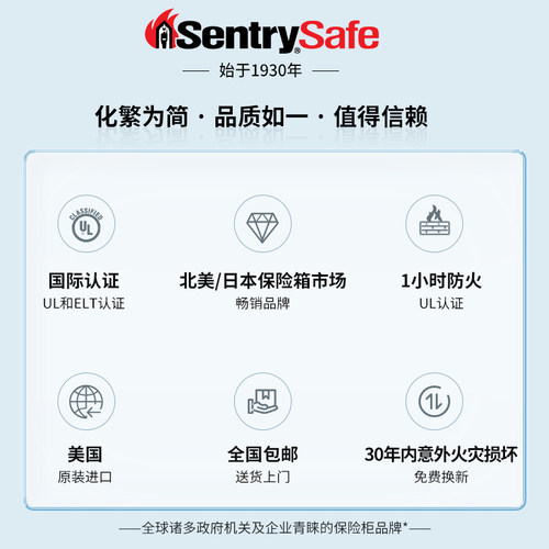美国进口保险柜SentrySafe保险箱防水防火国际UL及ETL保险家用柜 - 图0