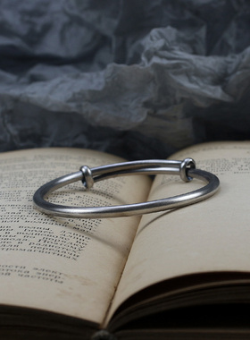 推拉情侣足银手工复古做旧素银