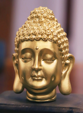 禅意佛头摆件室内装饰品摆件办公室客厅玄关书房酒柜解压桌面摆件