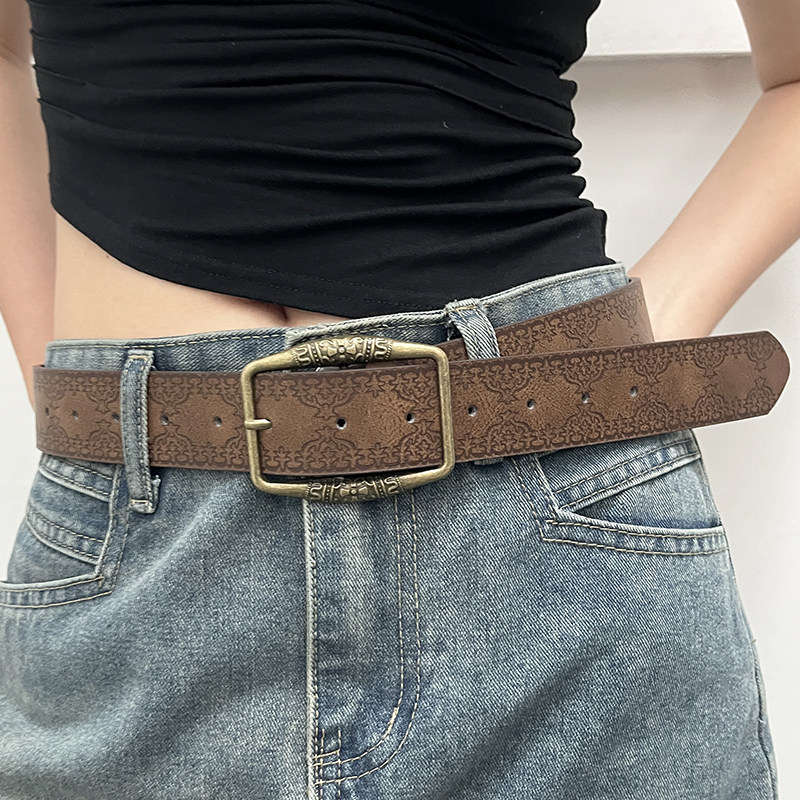 美式复古y2k腰带女2025新款民族风皮带百搭配牛仔裤带高级感棕色