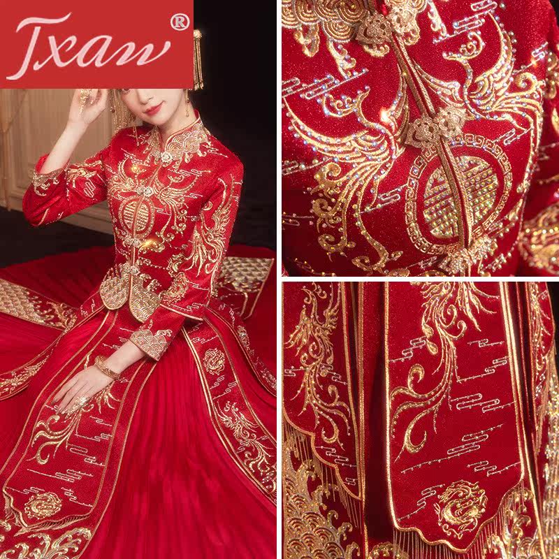 新款秀禾服中式结婚礼服秀和服婚纱 jxaw旗袍