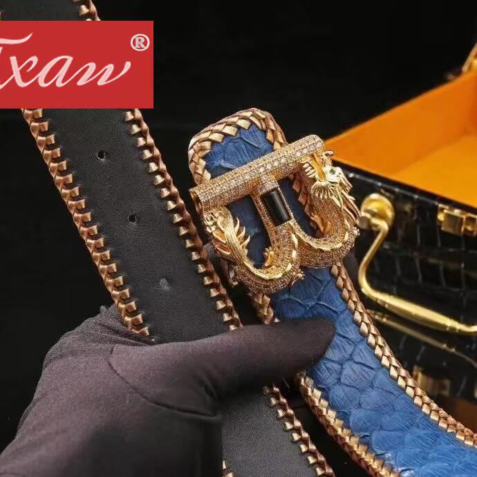 jxaw男进口蟒蛇皮纯手工编织皮带 jxaw腰带/皮带/腰链