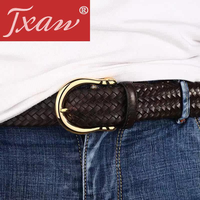 头层牛皮针扣编织男士手工编制腰带 jxaw腰带/皮带/腰链