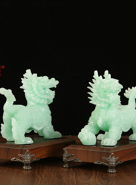 招财纳福麒麟摆件一对家居装饰品客厅镇宅风水吉祥物摆设开业礼品
