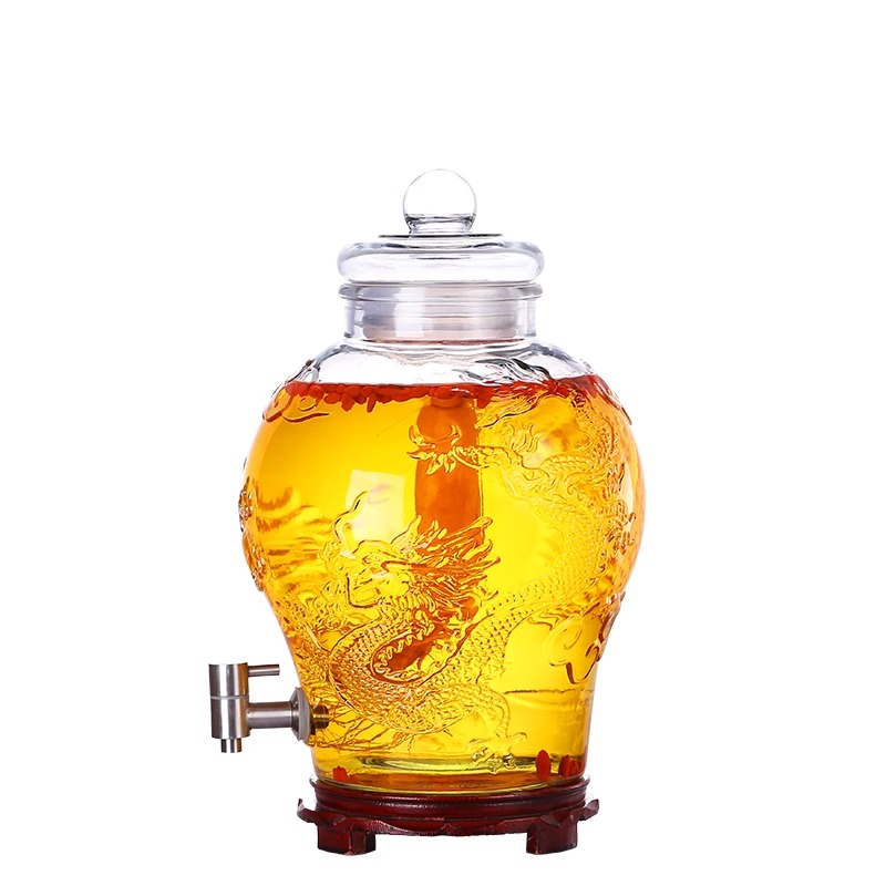 Ssangyong thickened glass wine bottle with faucet