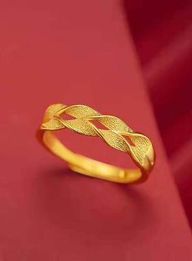 小麦耳环女子磨砂食指戒指越南砂金模拟金不褪色纯金24K黄金首饰9