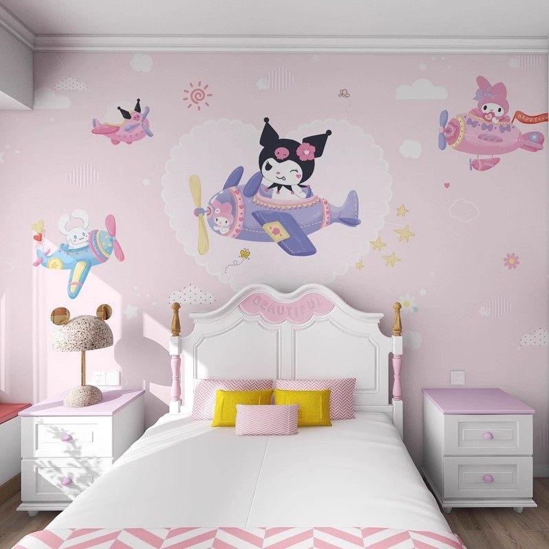 卡通库洛米壁纸立体女孩卧室布儿童房墙纸环保公主房间背景墙壁画,淘宝优惠券,粉丝福利购,淘宝优惠卷